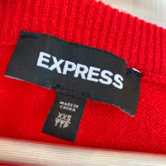 ❤️ Bright Red Knot-Front Long Sleeves V-Neck Brushed Knit Sweater - Picture 7 of 8